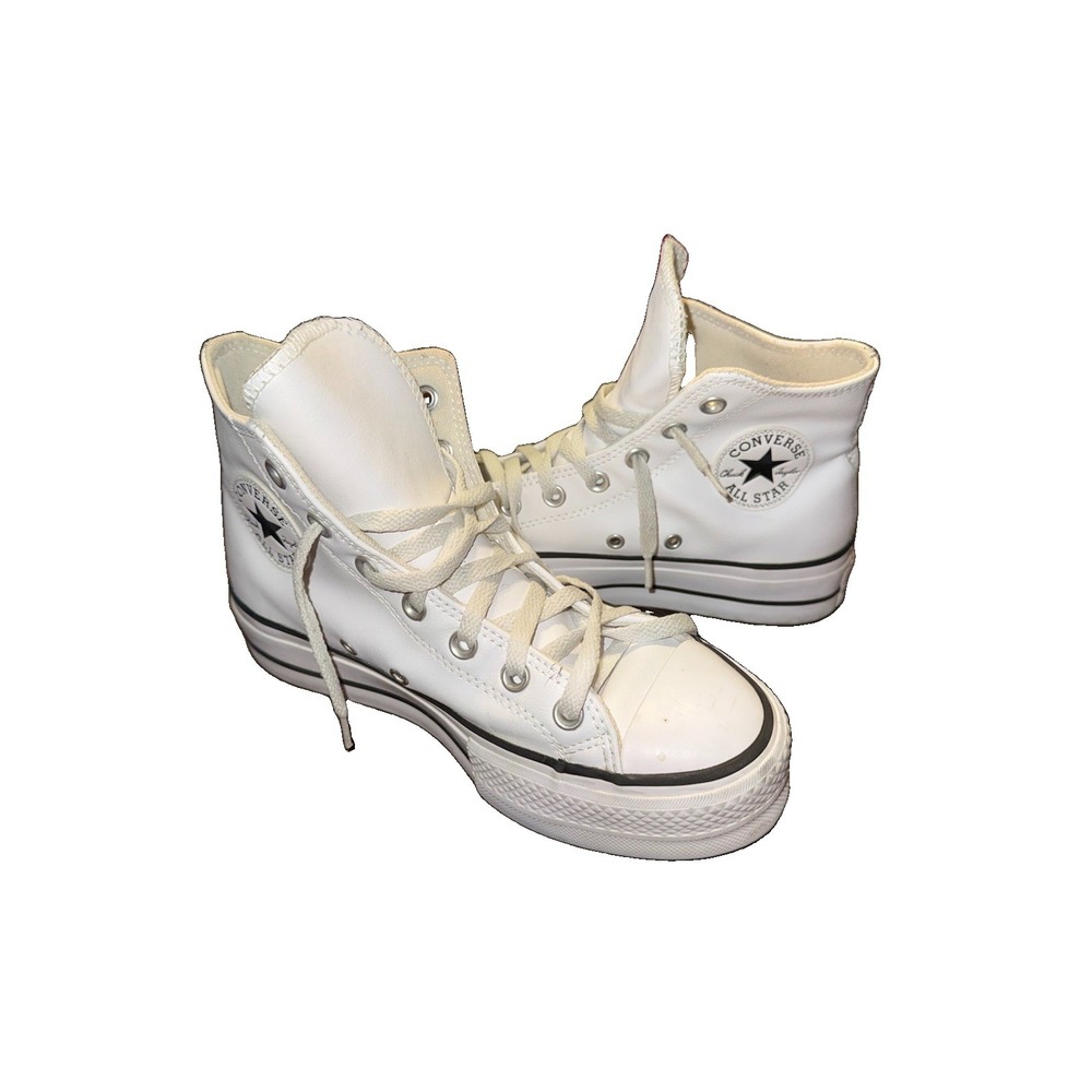 Converse Chuck Taylor All Star Lift Hi 561676C White Black Women's 7 Leather